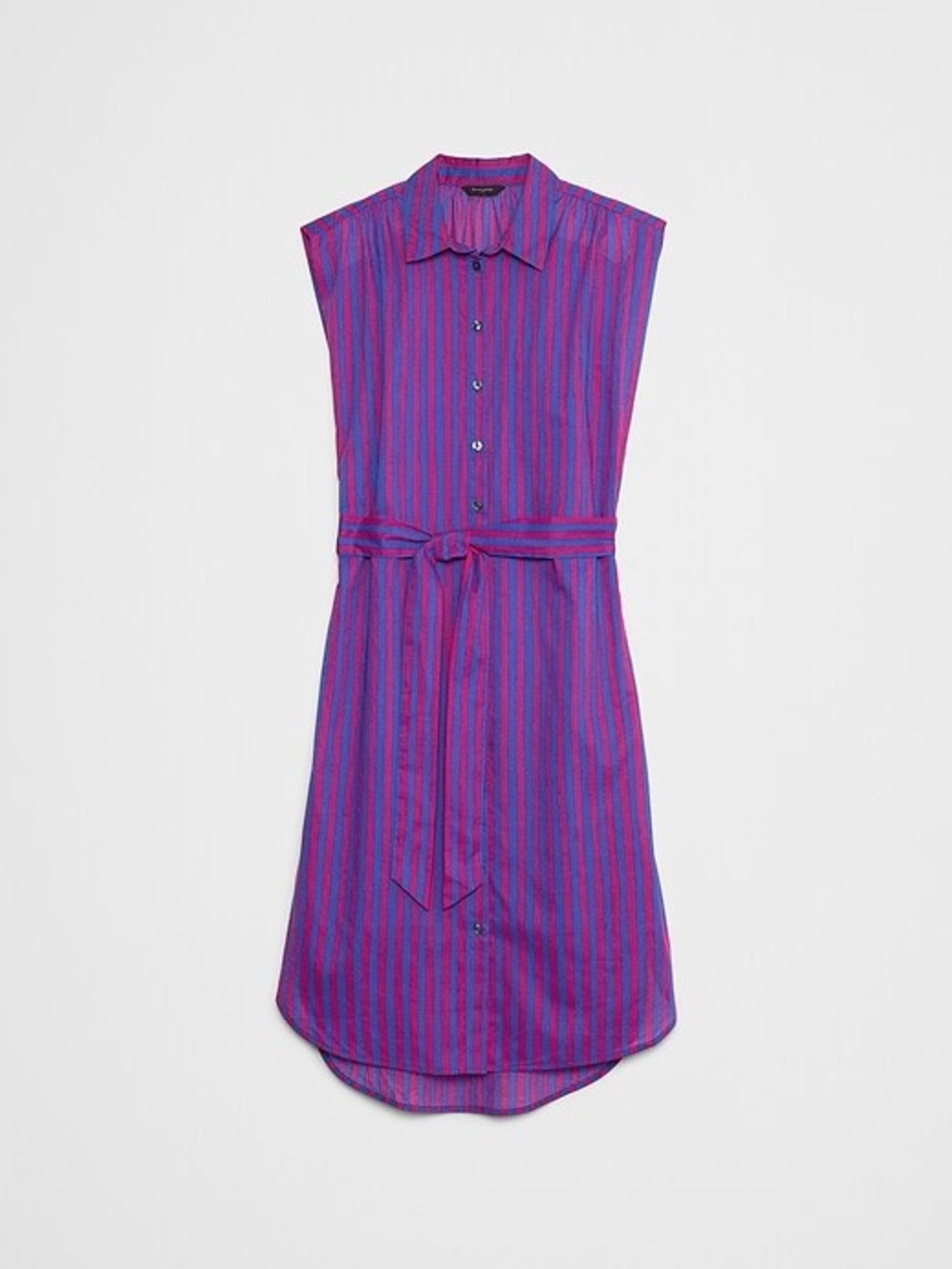 Banana Republic Factory Voile Midi Purple Stripe Shirt Dress Medium